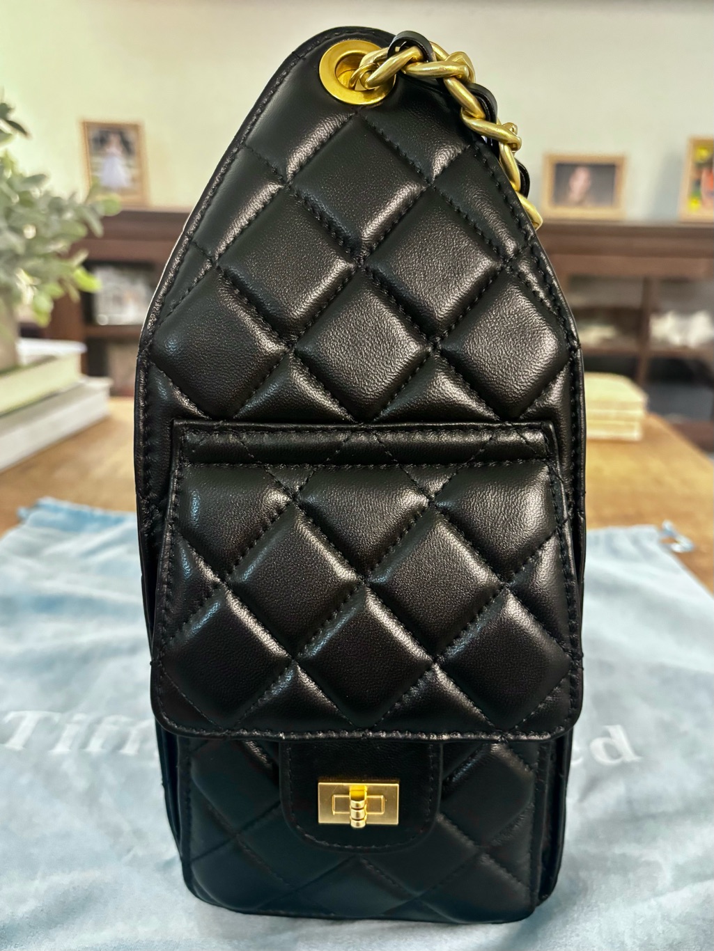 Quilted Sheepskin Leather Shoulder Bag With Chain Strap — image 5 of 6